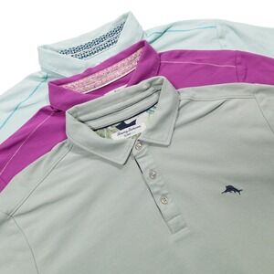 TOMMY BAHAMA Mens XL Supima Cotton IslandZone Flip Cuff Short Sleeve Polo BUNDLE